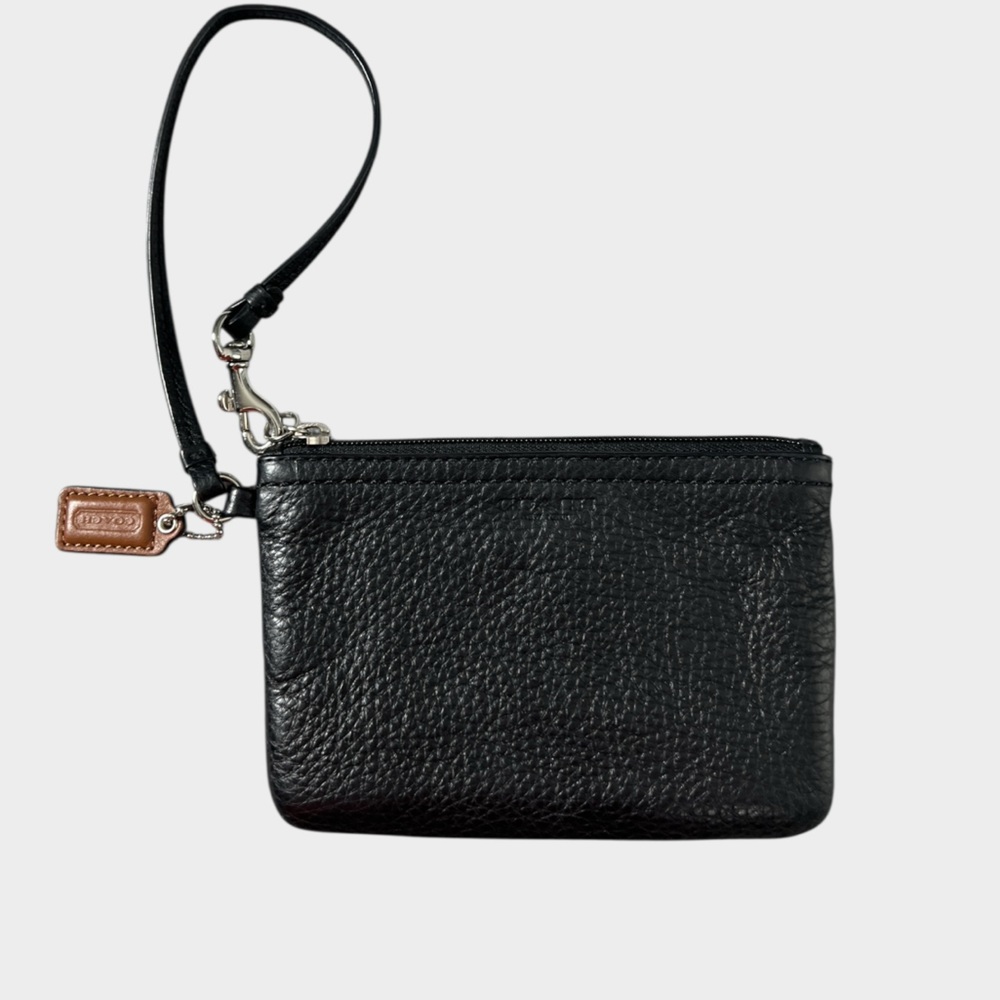Coach Zip Wallet in Black Refined Pebble Leather